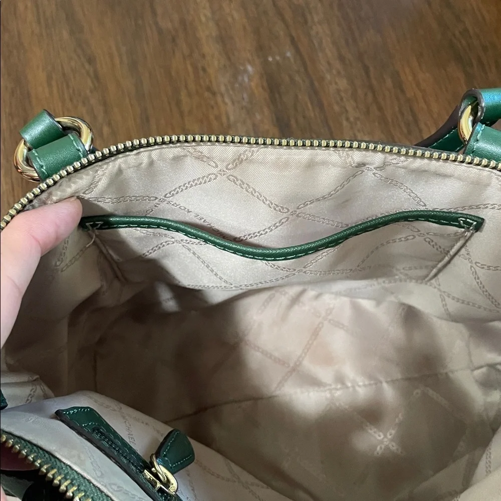 Michael Kors Sullivan Small Green Saffiano Leather Satchel with Tassel Charm